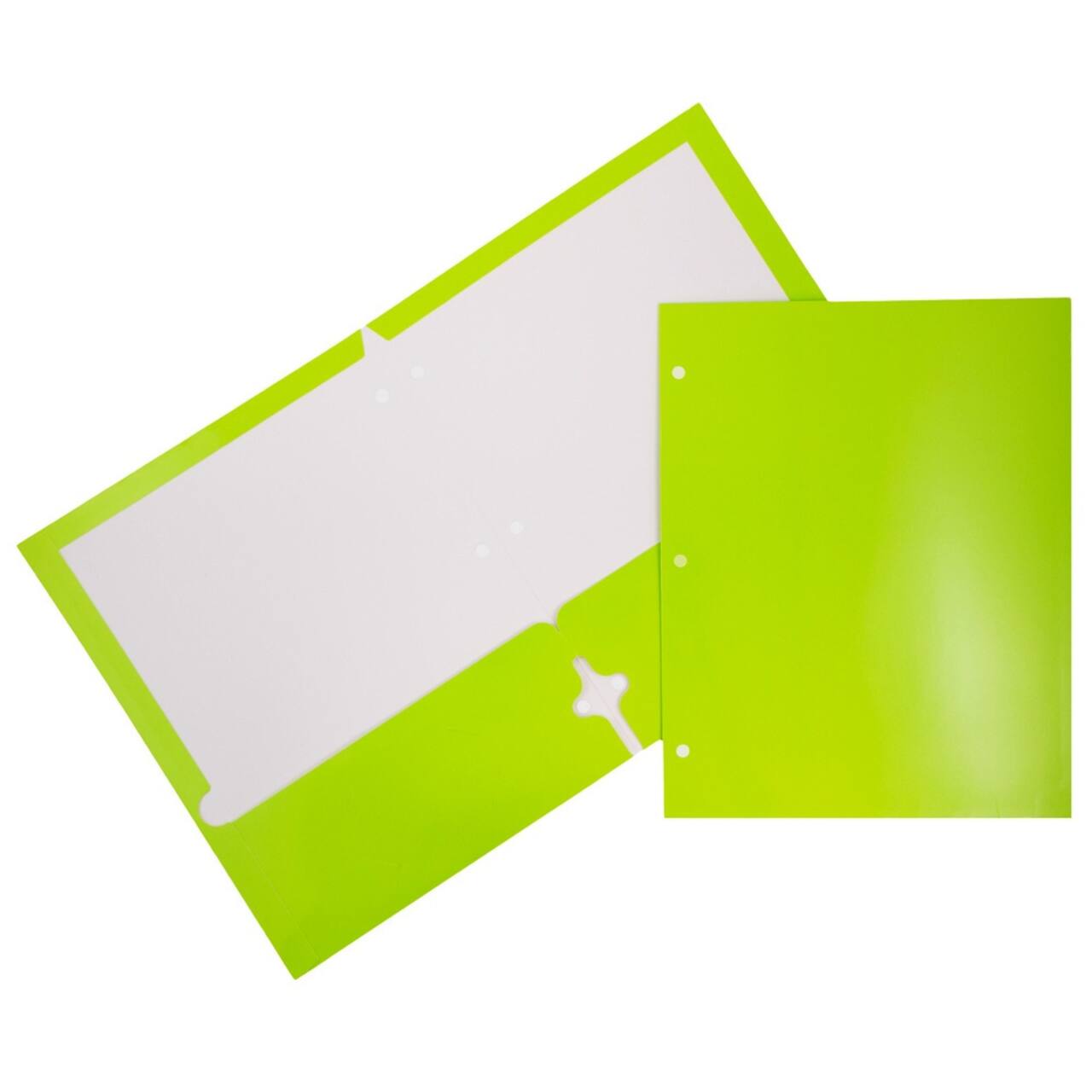 JAM Paper Laminated 2-Pocket Glossy 3-Hole Punch School Folders, 6ct.